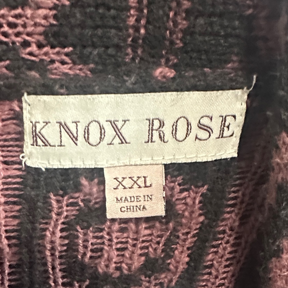 Knox Rose Black and Mauve Geometric Open-Front Cardigan - Picture 2 of 14